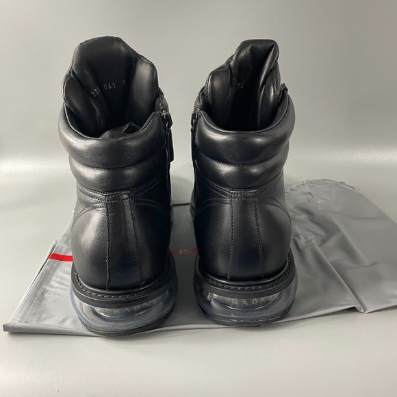 Authentic Prada Black Leather High Top Sneakers, Men's Size 9 (US 10) - Picture 8 of 15